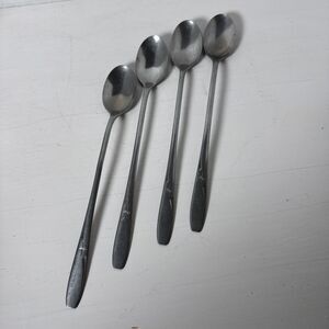 Set Of 4 Vintage North Star By Wallace Ice Tea Spoons Stainless Steel 8.5”